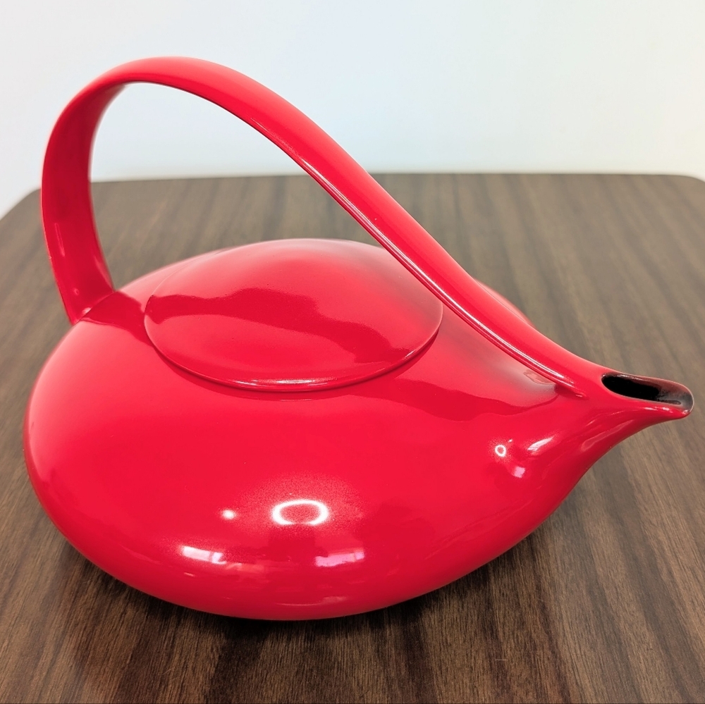 Vintage Judith Weber Classic Red Teapot Art Ceramic Retro MCM Genie Style